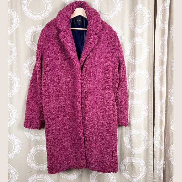 J. Crew Teddy sherpa winter coat in dark rose - Picture 3 of 11